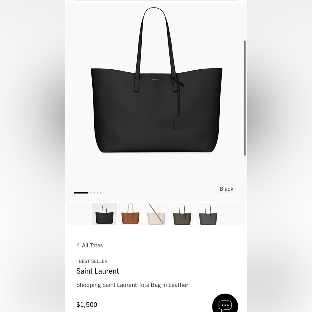 Saint Laurent Black Leather Tote